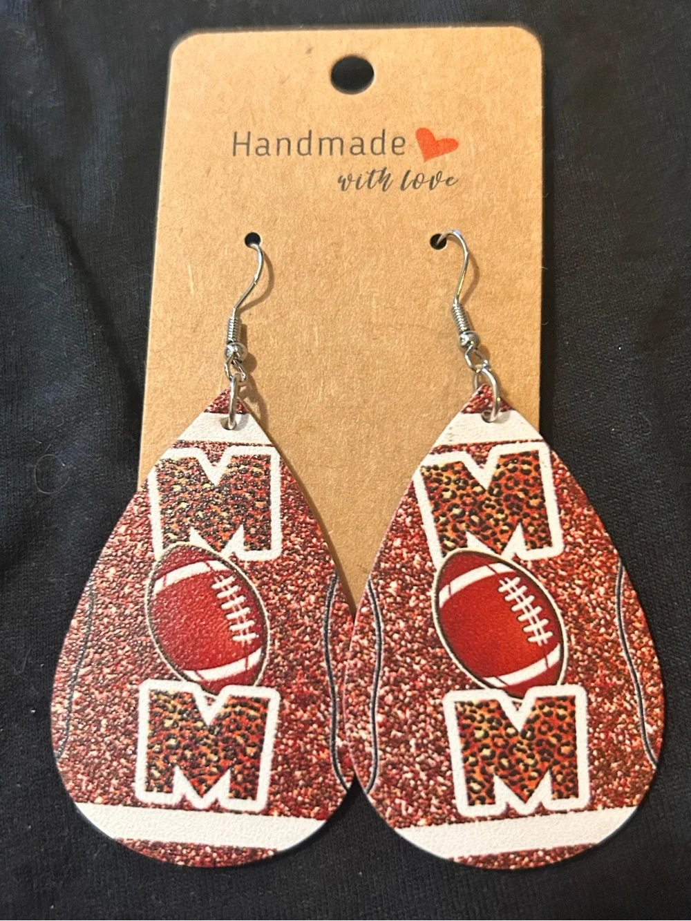 Handmade Brown Football Teardrop Earrings - Game Day Style
